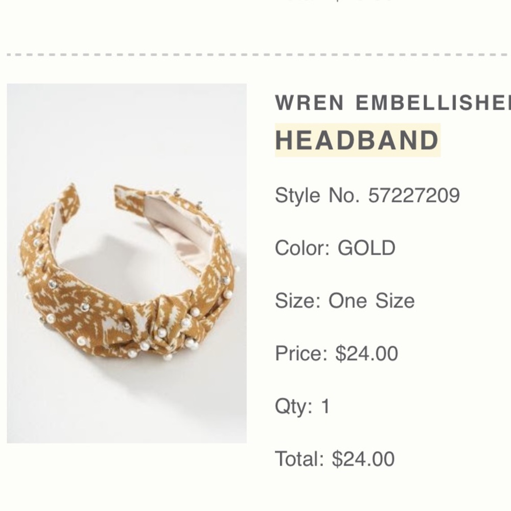 NWT Anthropologie Wren Embellished Headband